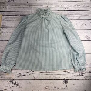 Women's Striped Button Down Shirt - Light Blue